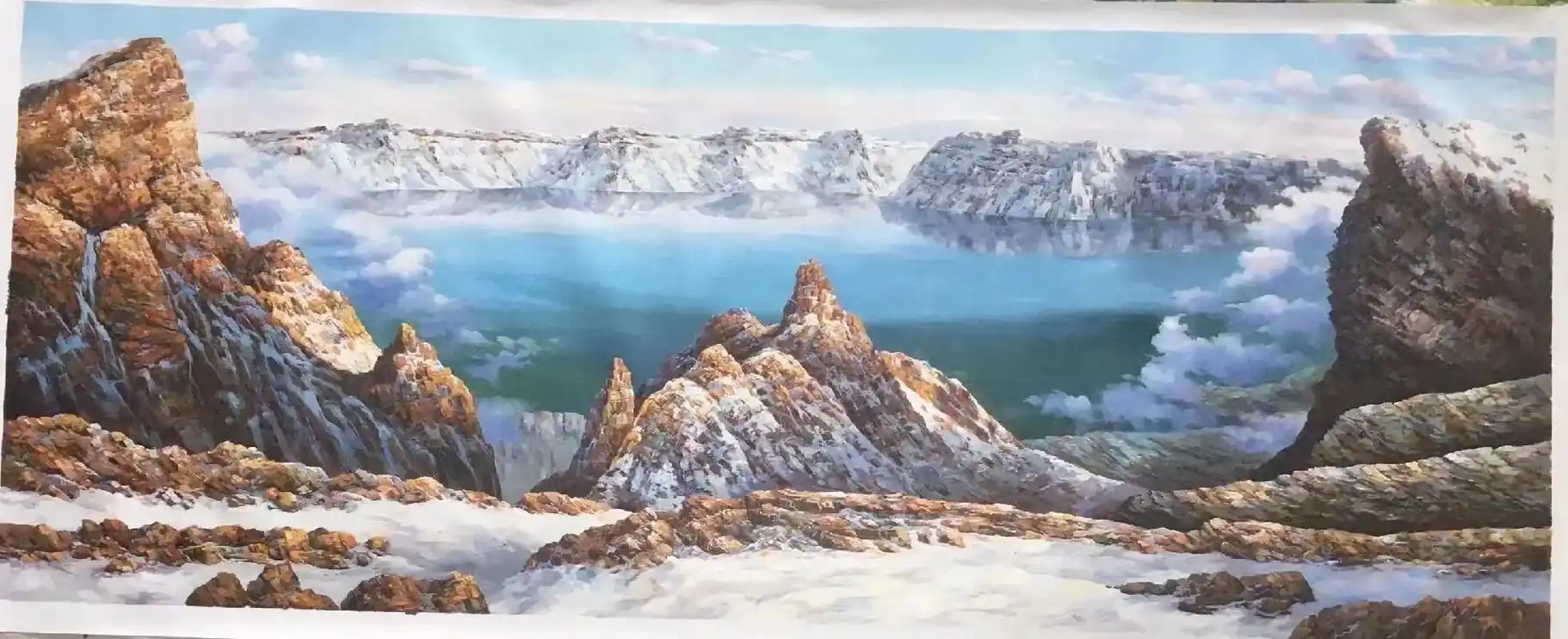 油画〈〈长白山天池〉〉 - 抖音