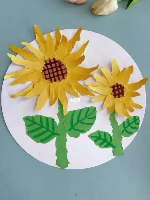 向日葵撕贴拼贴画