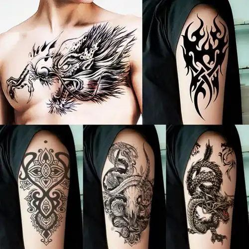 纹身贴男图腾火焰