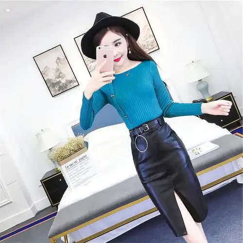 2021流行女装新款150矮小个子穿搭秋装155显高洋气皮裙套装两件套