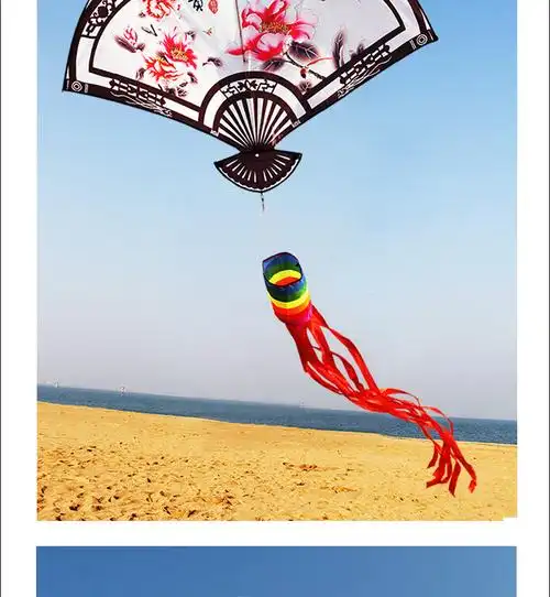 2022新款潍坊传统风筝如意扇子长尾大型成人风筝线轮微风好飞易飞红色