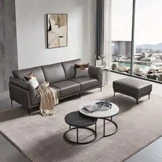 cheers 芝华仕 3022 真皮沙发 脚踏 灰咖色