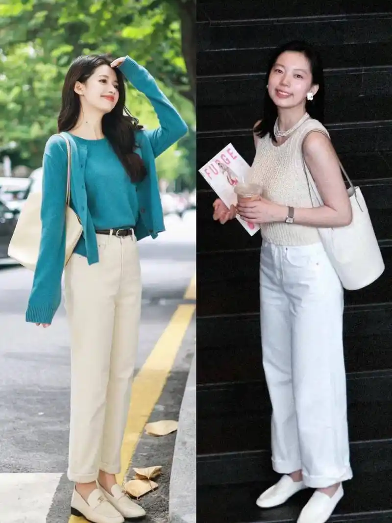 初秋火了一种穿搭,叫作"白裤子 乐福鞋",清爽显高,真洋气!