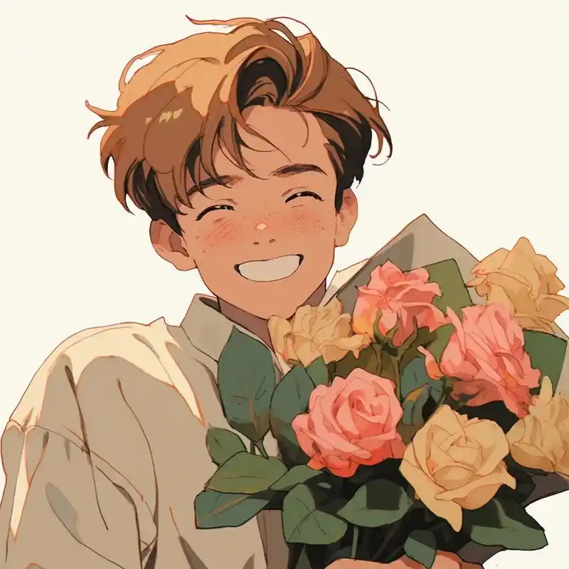 抱玫瑰花的男孩.#优质头像 #男生头像 #一起换头像 #值得 - 抖音