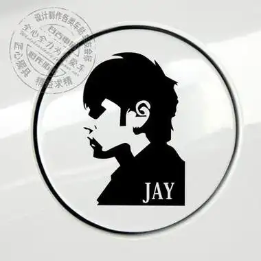 周杰伦jay明星人物剪影贴纸音乐歌手头像反光贴纸汽车划痕贴