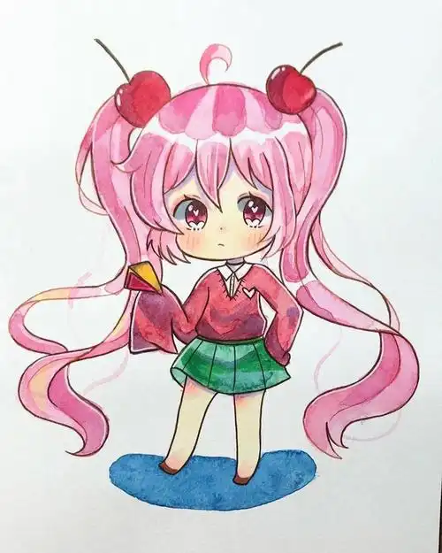 可爱q版卡通动漫手绘马克笔上色_作品