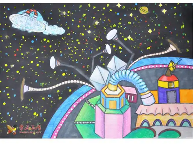 五年级优秀科幻画赏析《宇宙尘埃收集站》