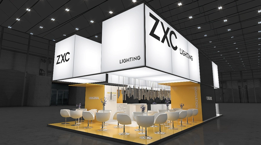 zxc展位简约风白色系设计3d效果图