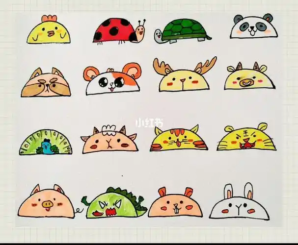 圆形动物创意简笔画