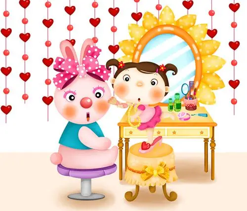 化妆打扮的可爱女孩psd分层素材psd素材下载(图片id:52560)_-卡通动漫