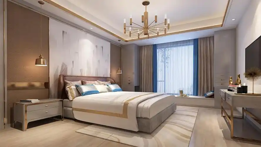 简约港式轻奢装修卧室效果图