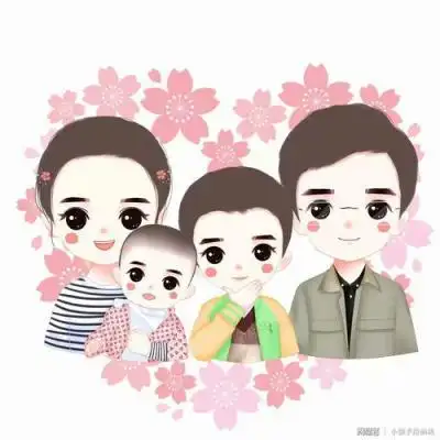 微信一家四口卡通头像两个儿子(一家四口卡通头像超萌两个女儿背影)