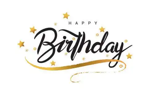 爱心黑白简约生日快乐黑白简约卡, 手拉刻字和金色丝带.矢量插图照片