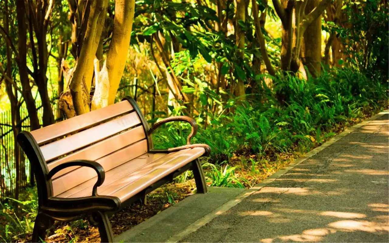 城市风景公园路边椅子唯美高清桌面壁纸图片下载