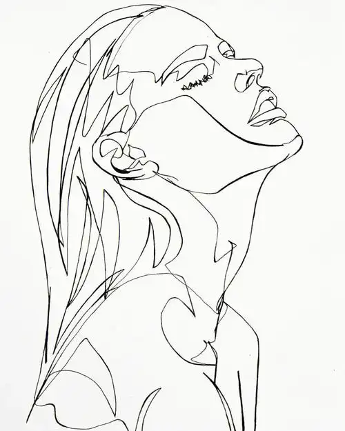 的是德语文学与艺术他喜欢用一条连续的线来描绘各种人物造型穿过脸颊