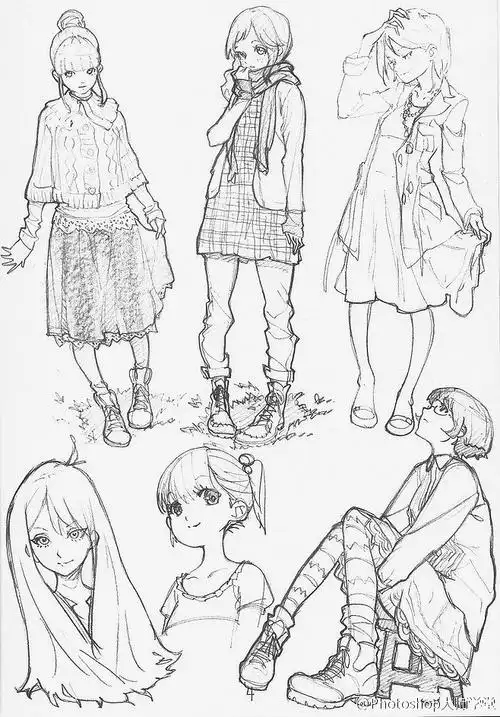 绘画学习一组动漫人物大神手稿绘制合集超棒的人体结构概括啊非常适合