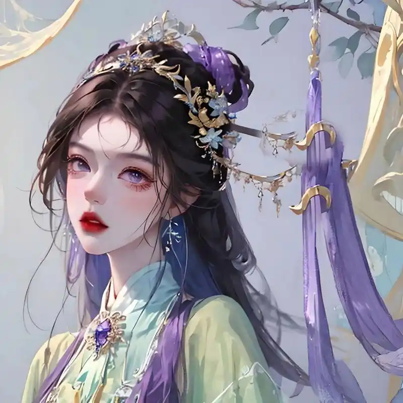 古风少女/紫色系汉服女生头像