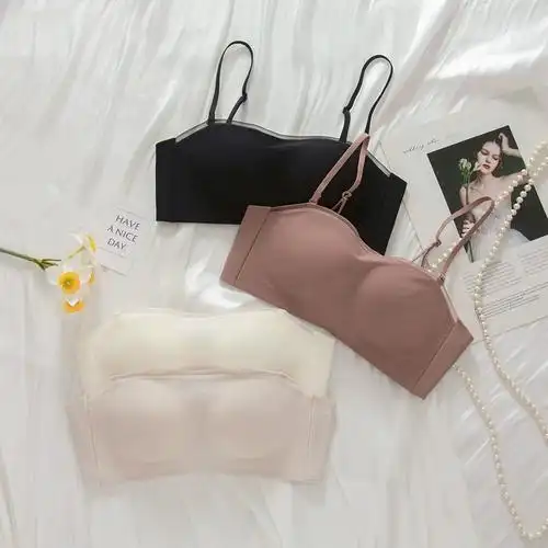 日本真丝桑蚕丝内衣抹胸聚拢无痕一片式防滑防走光文胸