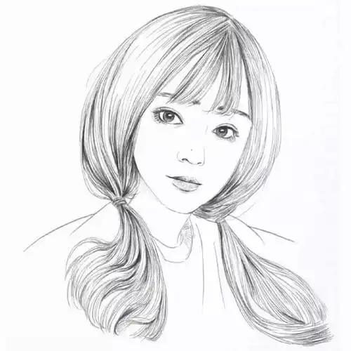 女生黑白铅笔画头像图片