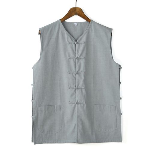 嘉钦男士老粗布衣服中国风上衣夏季传统粗布唐装男马甲汗背心马褂老头