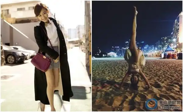陈意涵首尔沙滩露裙底风光! 倒立惊现「黑色小裤裤」