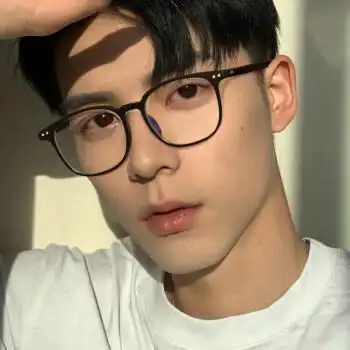 黑框眼镜男士日系蓝光无度数护眼装饰眼睛潮牌款平光镜 黑色框(tr镜框