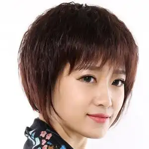 假发女短发短卷发圆脸中老年妈妈真发发套蓬松女玉米烫bobo头