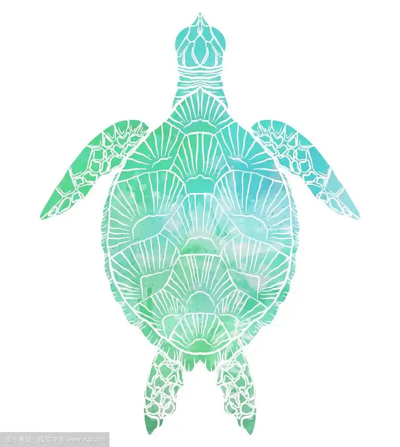 剪影一只海龟顶视图与
