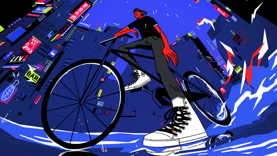 一组来自插画师goldenwolf嘻哈风格的动态插画