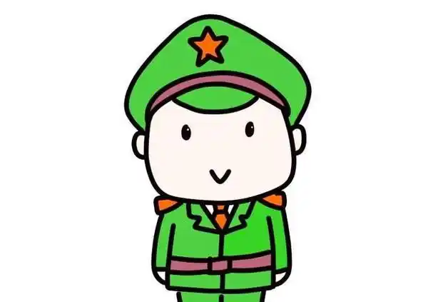 敬礼军人卡通简笔画视频