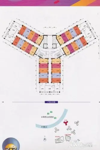 南宁天誉城2-5#楼栋户型分布图户型图_首付金额_1室1厅1卫_29.