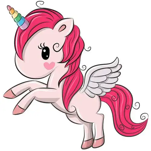 可爱的卡通独角兽和彩虹