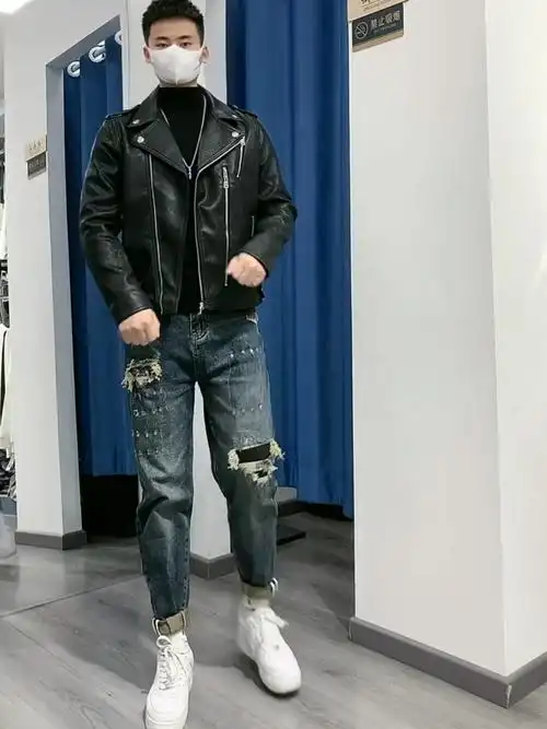 超帅机车皮夹克外套男士穿搭