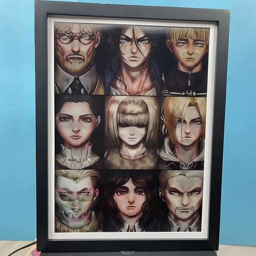 九巨人渐变3d海报进击的巨人动漫装饰立体画铠之巨人超大巨人