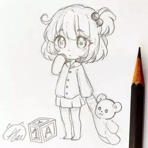 简单女生动漫线稿图适合新手临摹