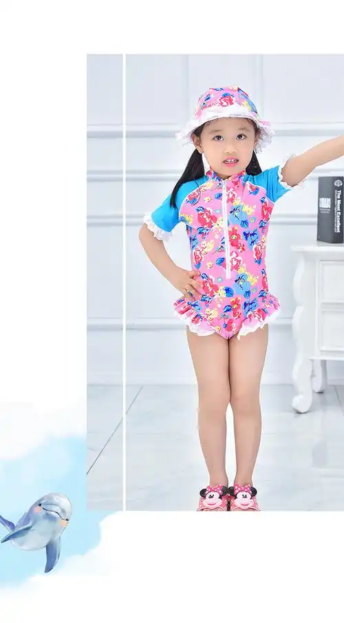 2017年新款儿童游泳衣 女童连体三角拉-儿童泳衣