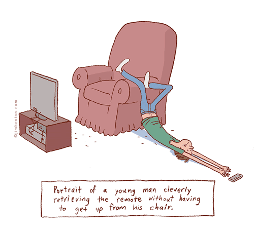 卡通人懒惰遥控器电视gif动图_动态图_表情包下载_soogif