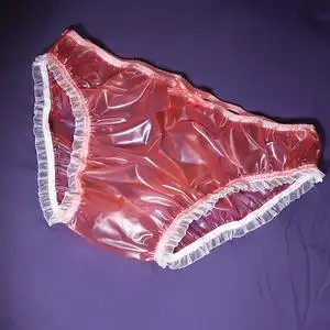 pvc  性感超软情侣低腰三角裤女 塑料膜荷叶边防侧漏防水内裤