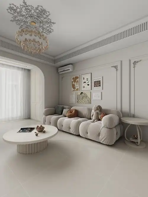 成爽-四川成都绿景国际(105平法式简约三居室)一层客餐厅装修效果图第