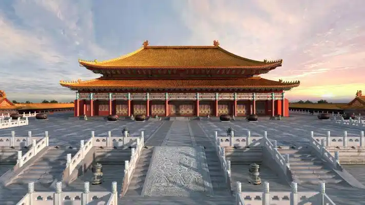 中式太和殿古建筑宫殿石栏杆浮雕故宫