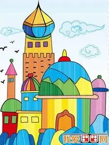 卡通城堡彩色简笔画