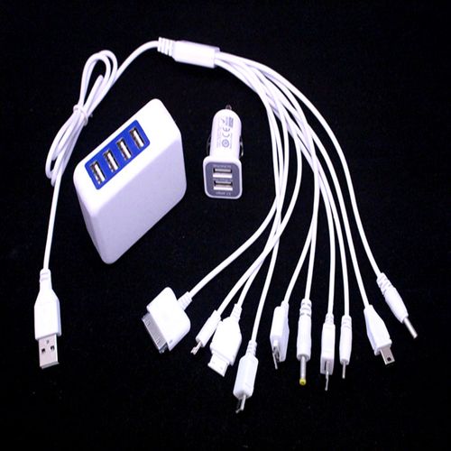 nbiub多用一拖十通用充电器多头多功能数据线多口usb手机圆头孔线充电