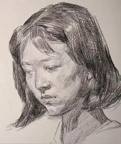 素描头像教程:怎么画短发女青年? - 绘画图片素描 - 实验室设备网