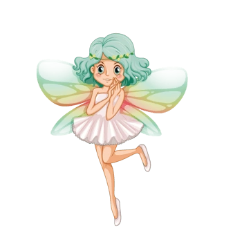 矢量手绘时尚绿翅膀绿发小精灵