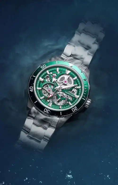 马克华菲(fairwhale) 马克华菲手表男2022新款水鬼绿全自动防水机械