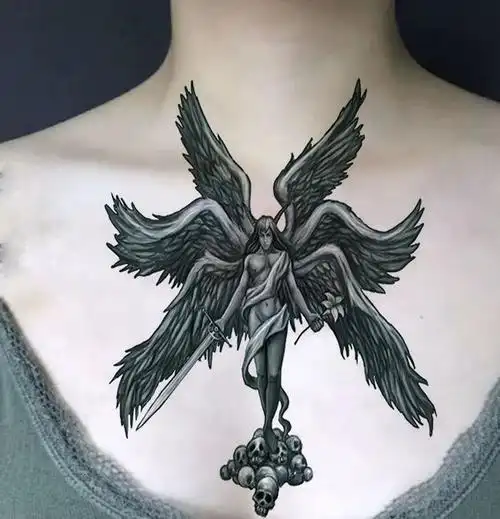 草本纹身贴六翼天使翅膀纹身贴 恶魔天使 花臂手臂 腰部 刺青蝎子男女