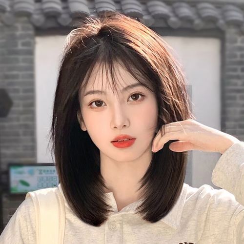 假发女长发2021自然全头套锁骨发适合圆脸发型短发时尚新款假发套