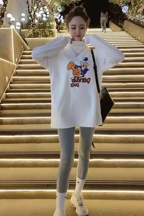 高领白色加厚打底衫女秋冬内搭中长款纯棉百搭长袖磨毛t恤上衣潮