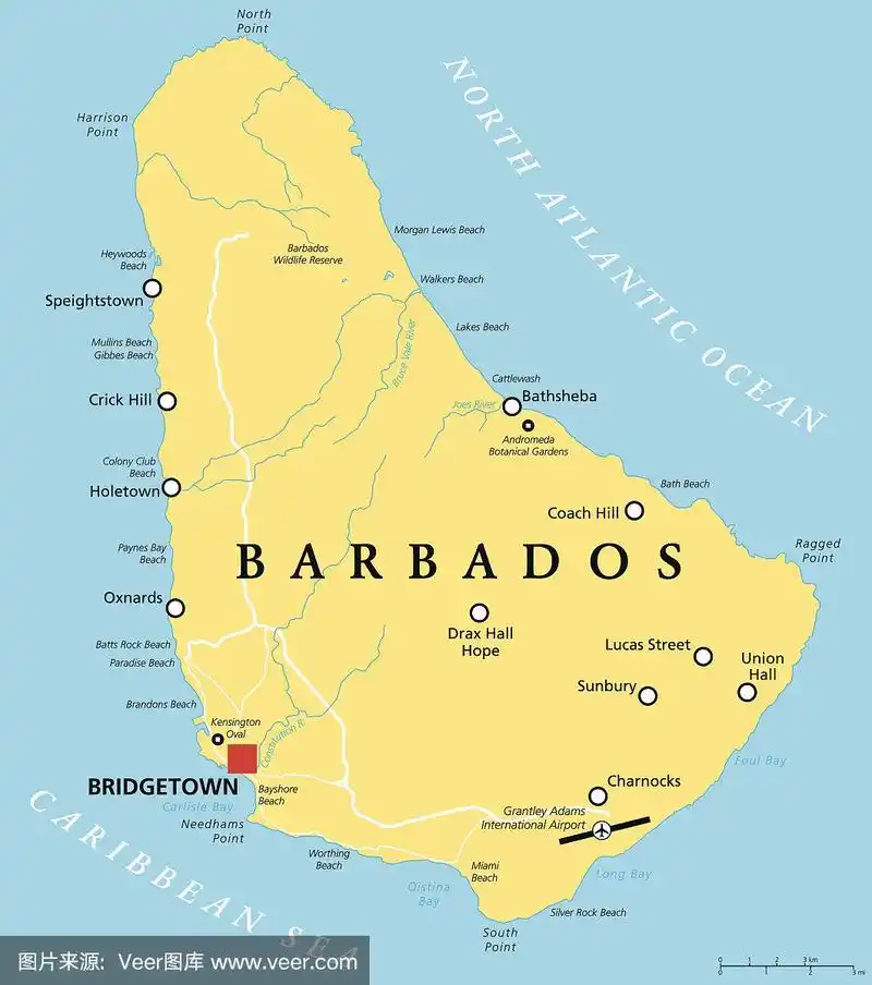 巴巴多斯政治地图