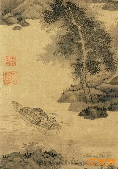 元 吴镇 渔父图轴